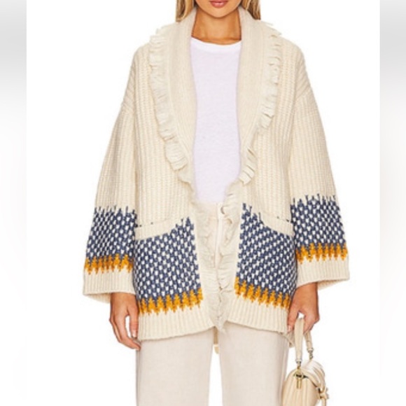 Tularosa Sweaters - Tularosa womans “Malena' boho Chunky Fairisle Cardigan Sweater XS oversized